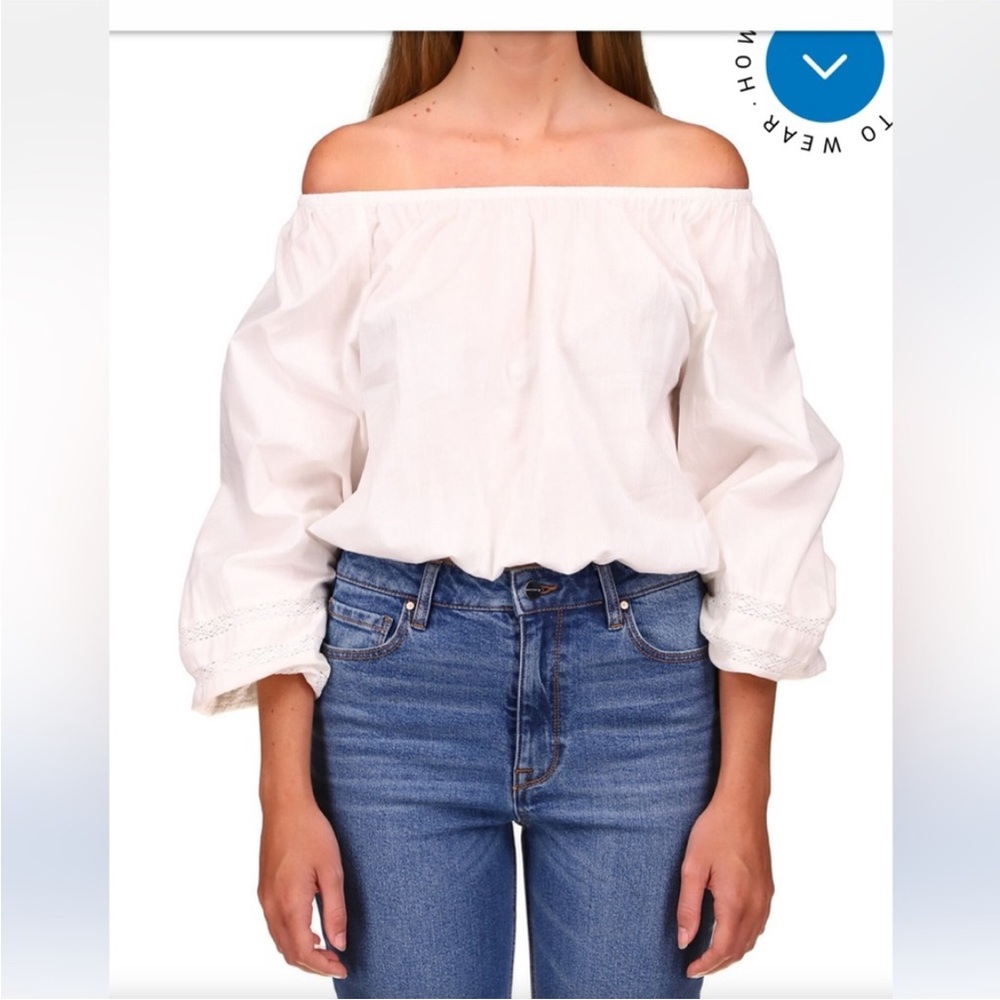 Sanctuary Crisp White off shoulder 3/4 sleeves top. - Picture 1 of 7